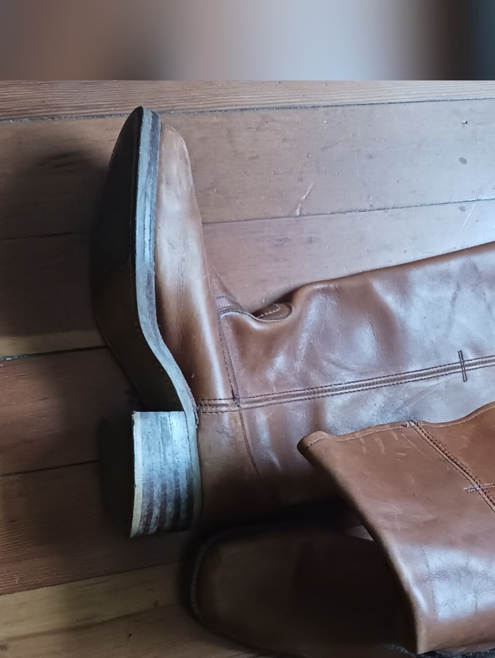 Classic Tall Leather Riding Boots - Tan